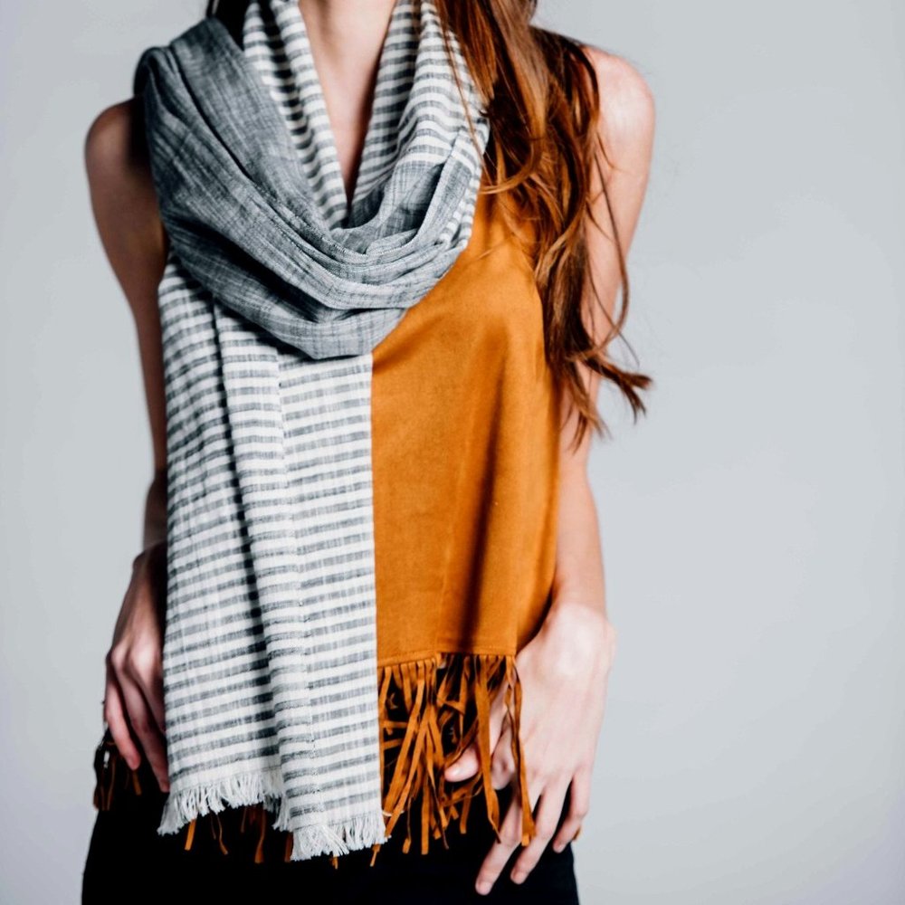 Bloom & Give Malabar Gray Cotton scarf